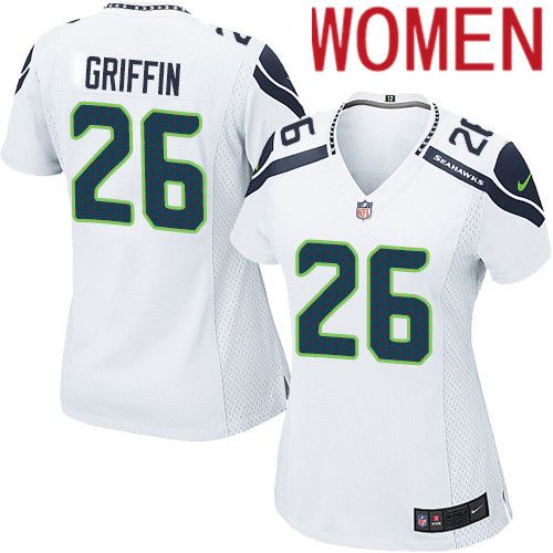 Women Seattle Seahawks 26 Shaquill Griffin Nike White Game NFL Jersey